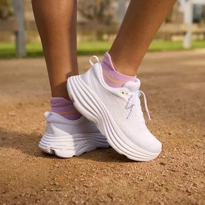 Hoka Bondi 8 Running Shoes in White- women’s 10 wide